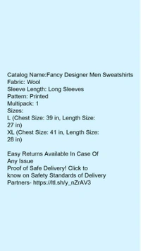 TRENDZ ROVER Fancy Designer Men Sweatshirts Fabric: Wool - 1, L, OFF WHITE